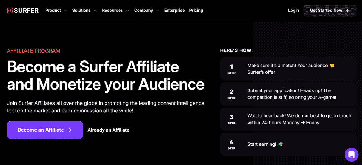 Surfer SEO affiliate program